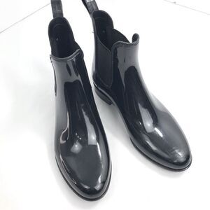 Michael Michael Kors Black Rubber Slip On Chelsea Ankle Rain Boots